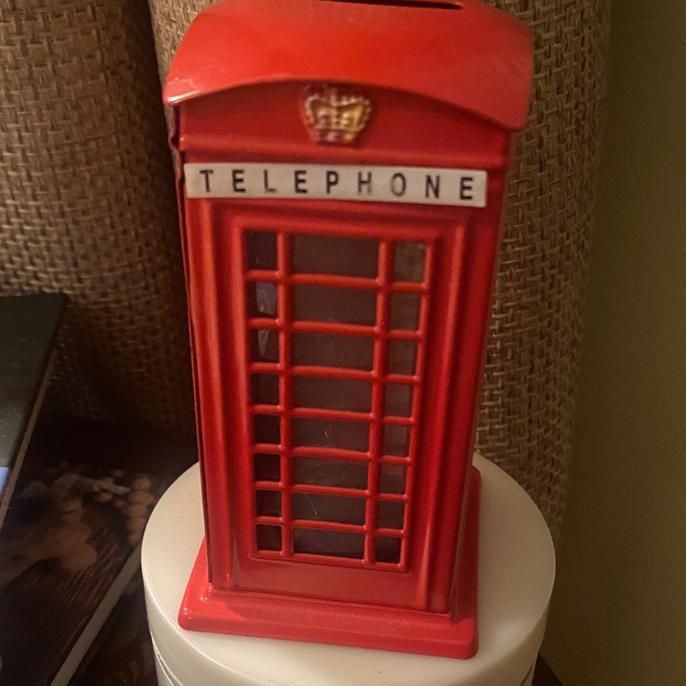 London England Red British Telephone Booth Metal Money Bank